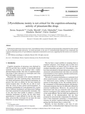 2-Pyrrolidinone Moiety Is Not Critical for the Cognition-Enhancing Activity of Piracetam-Like Drugs