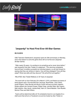 Jeopardy!' to Host First Ever All-Star Games
