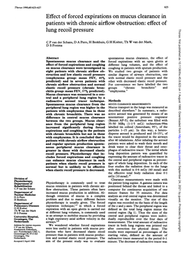 Effect of Forced Expirations on Mucus Clearance in Patients with Chronic Airflow Obstruction: Effect of Lung Recoil Pressure