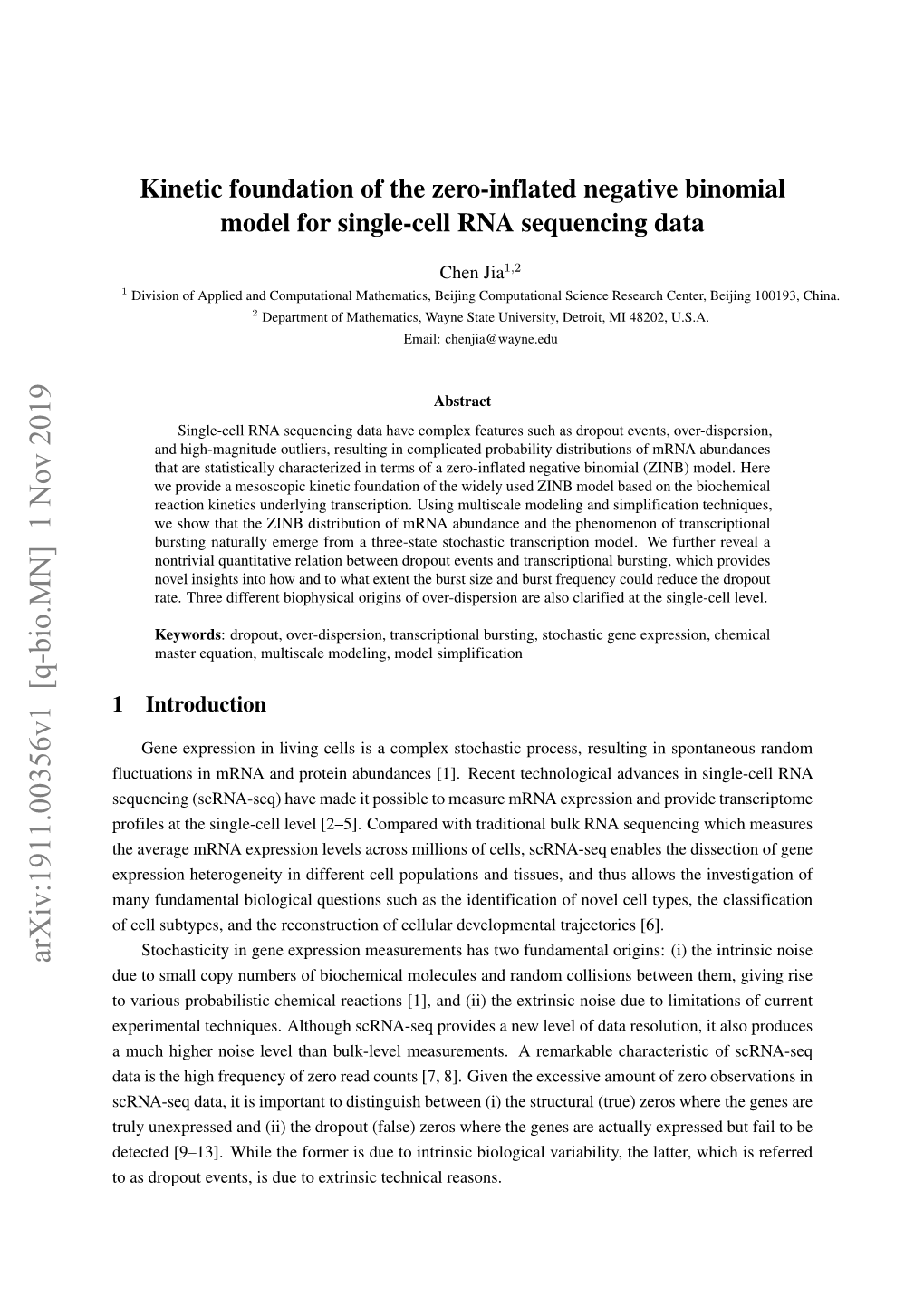 Kinetic Foundation of the Zero-Inflated Negative Binomial Model for Single-Cell RNA Sequencing Data