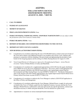 August 11, 2020 Remote Council Meeting Packet