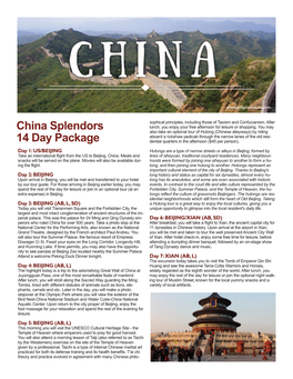 China Splendors 14 Day Package