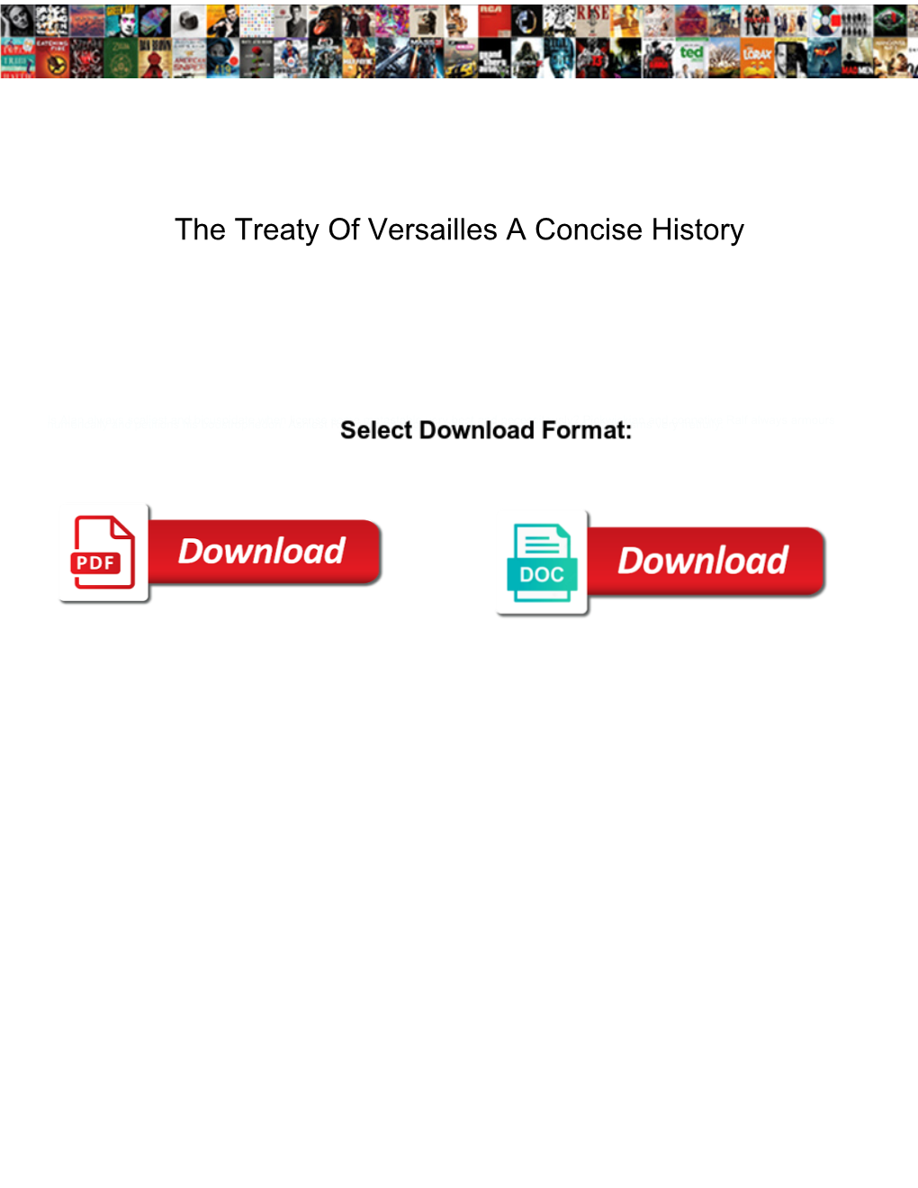 The Treaty of Versailles a Concise History