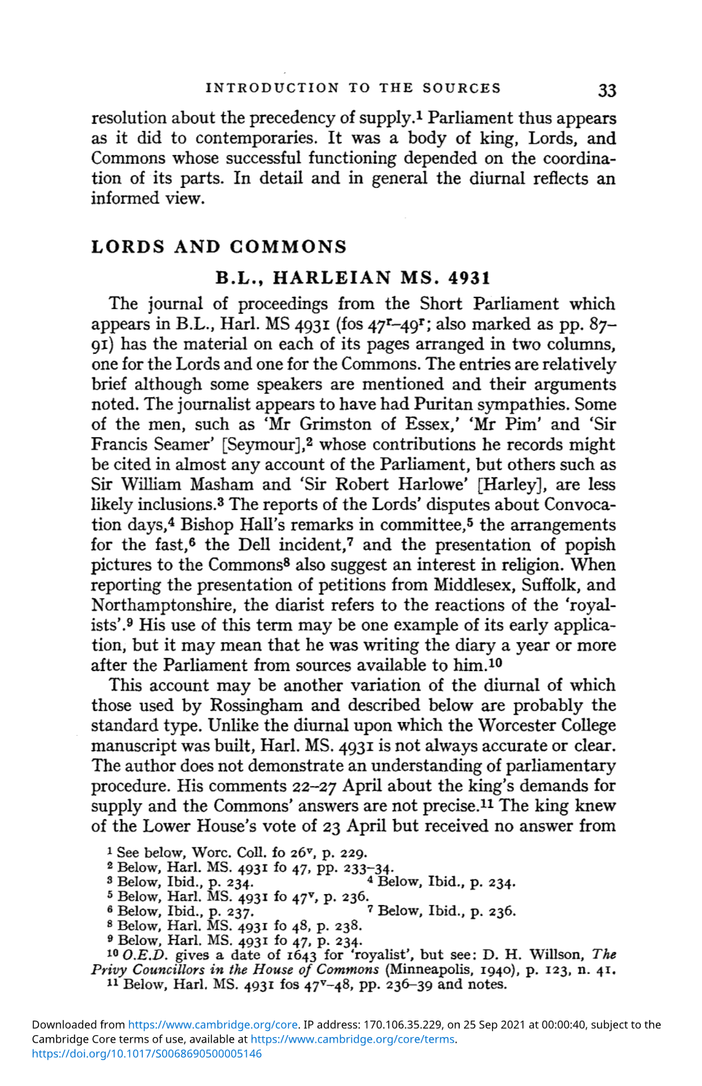 Lords and Commons B.L., Harleian Ms