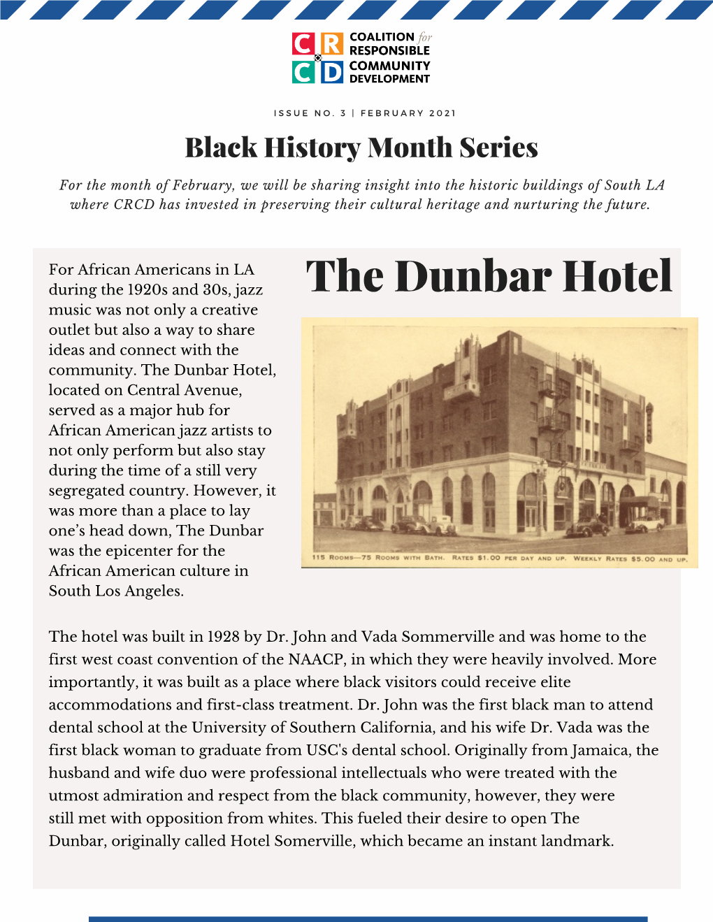 The Dunbar Hotel Music Was Not Only a Creative Outlet but Also a Way to Share Ideas and Connect with the Community