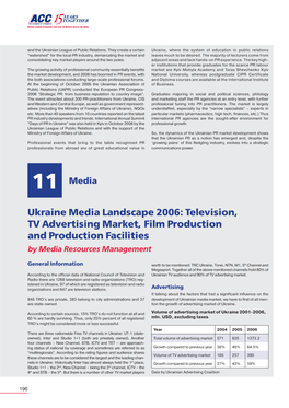 Ukraine Media Landscape 2006: Television, TV Advertising Market, Film Production and Production Facilities by Media Resources Management