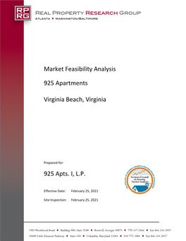 Market Feasibility Analysis 925 Apartments Virginia Beach, Virginia