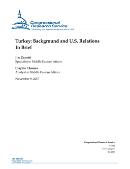 Turkey: Background and U.S. Relations in Brief