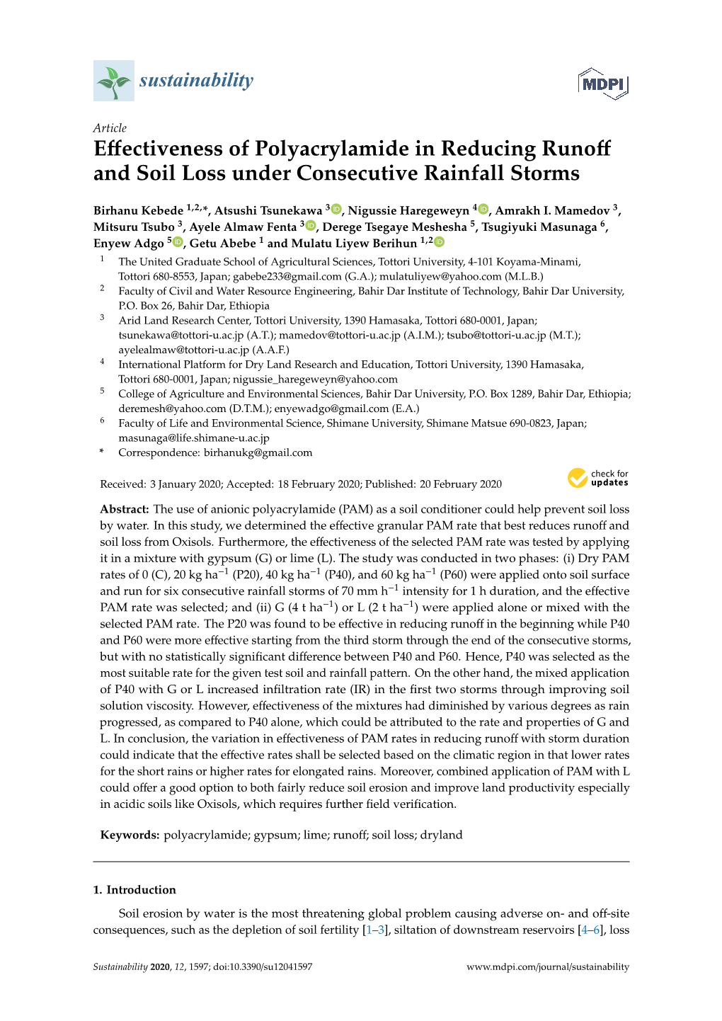 Effectiveness of Polyacrylamide in Reducing Runoff and Soil Loss Under Consecutive Rainfall Storms