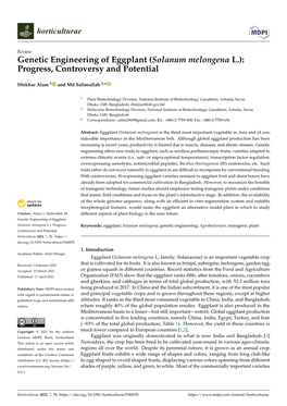 Genetic Engineering of Eggplant (Solanum Melongena L.): Progress, Controversy and Potential