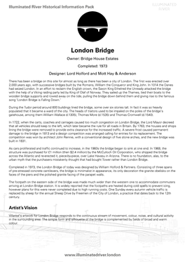London Bridge Owner: Bridge House Estates Completed: 1973 Designer: Lord Holford and Mott Hay & Anderson