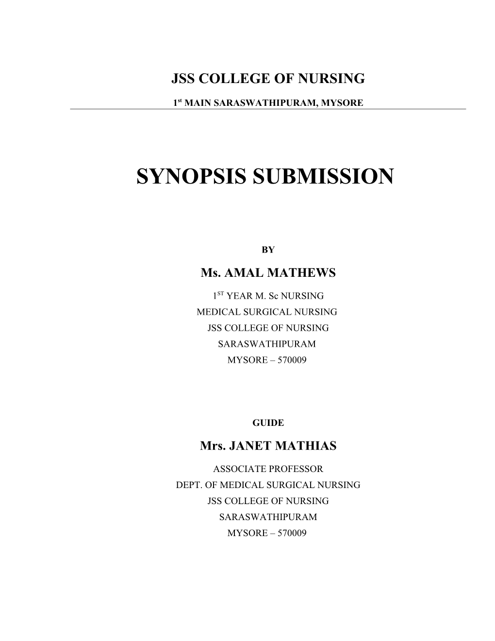 Jss College of Nursing