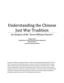 Understanding the Chinese Just War Tradition an Analysis of the “Seven Military Classics”