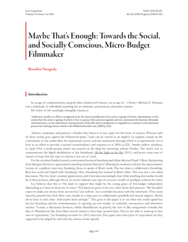 Towards the Social, and Socially Conscious, Micro-Budget Filmmaker
