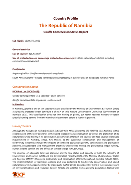 The Republic of Namibia Giraffe Conservation Status Report