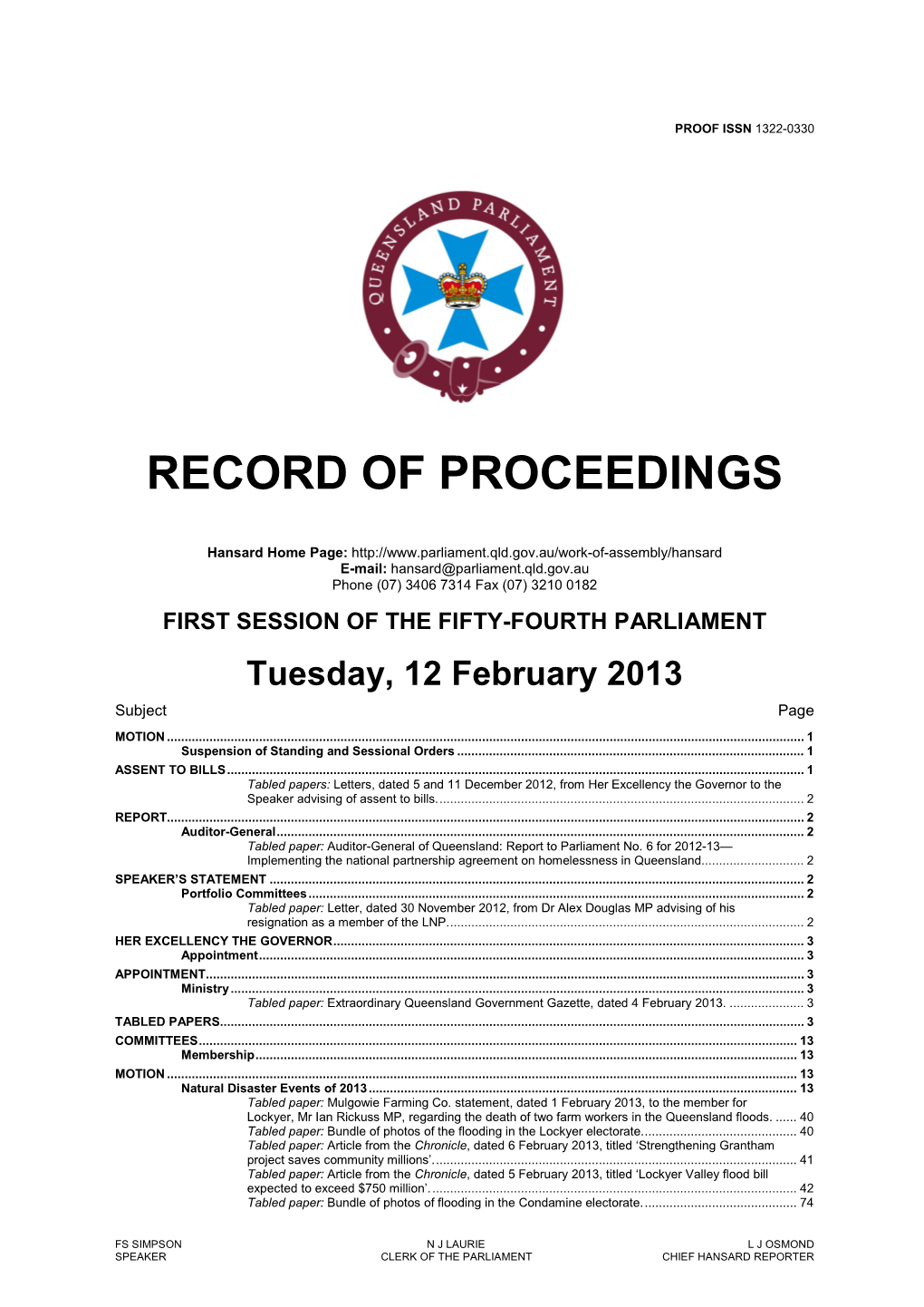 Record of Proceedings