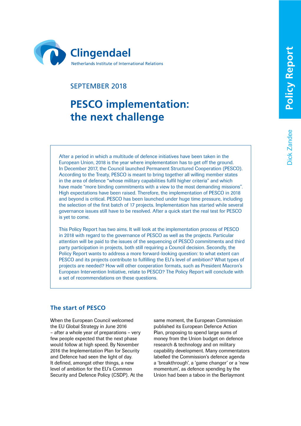 PESCO Implementation: the Next Challenge