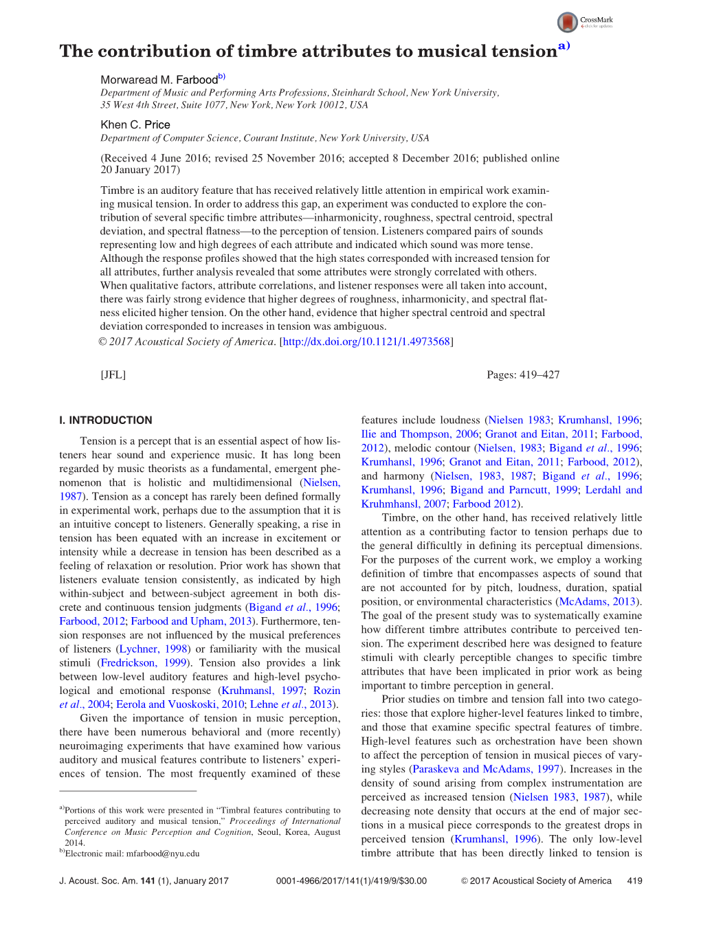 The Contribution of Timbre Attributes to Musical Tensiona)