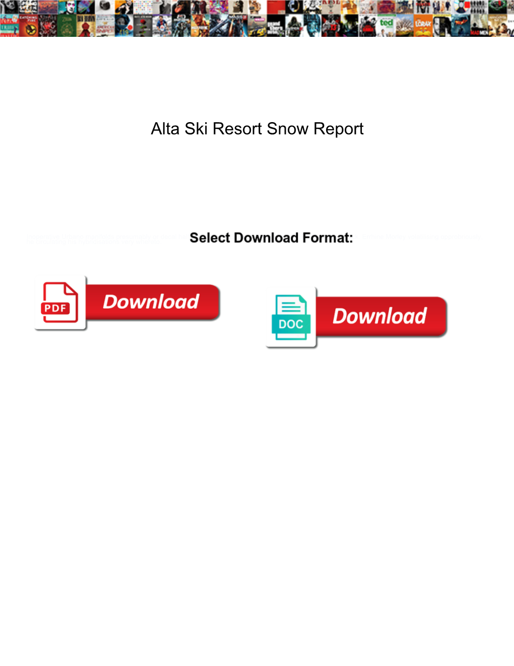 Alta Ski Resort Snow Report