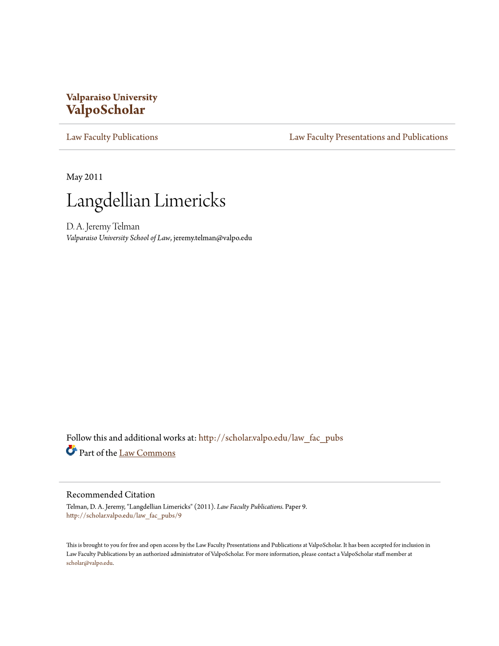 Langdellian Limericks D