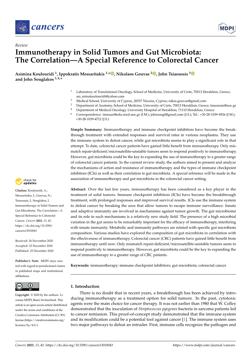 Immunotherapy in Solid Tumors and Gut Microbiota: the Correlation—A Special Reference to Colorectal Cancer