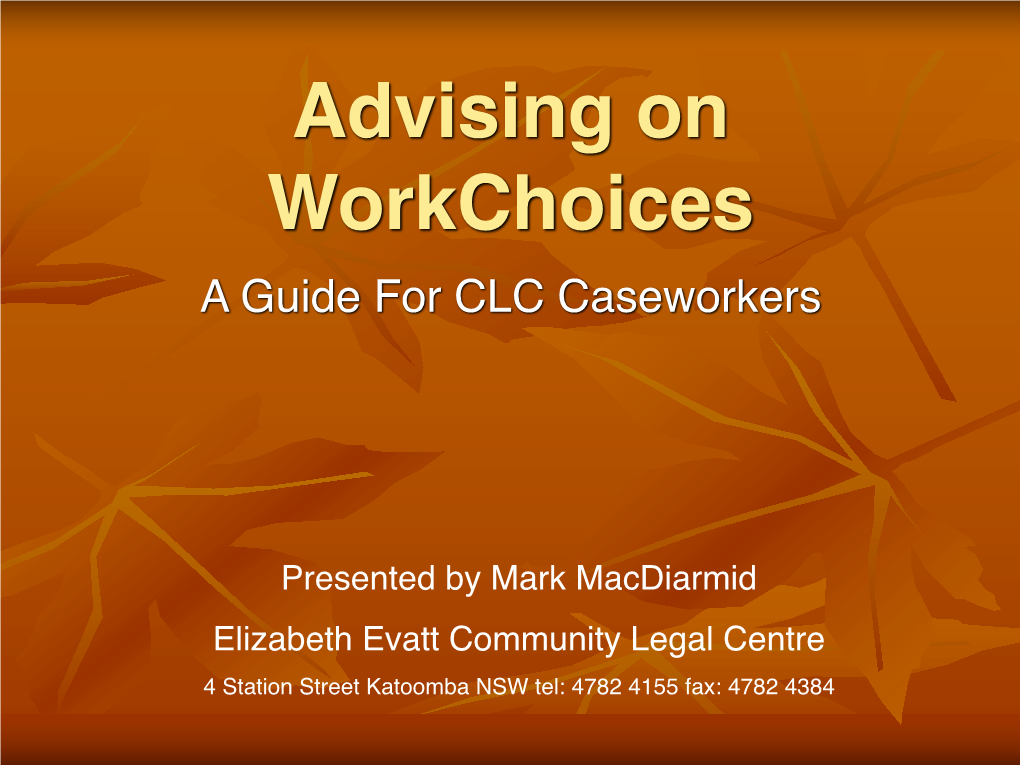 Unlawful Termination Under Workchoices