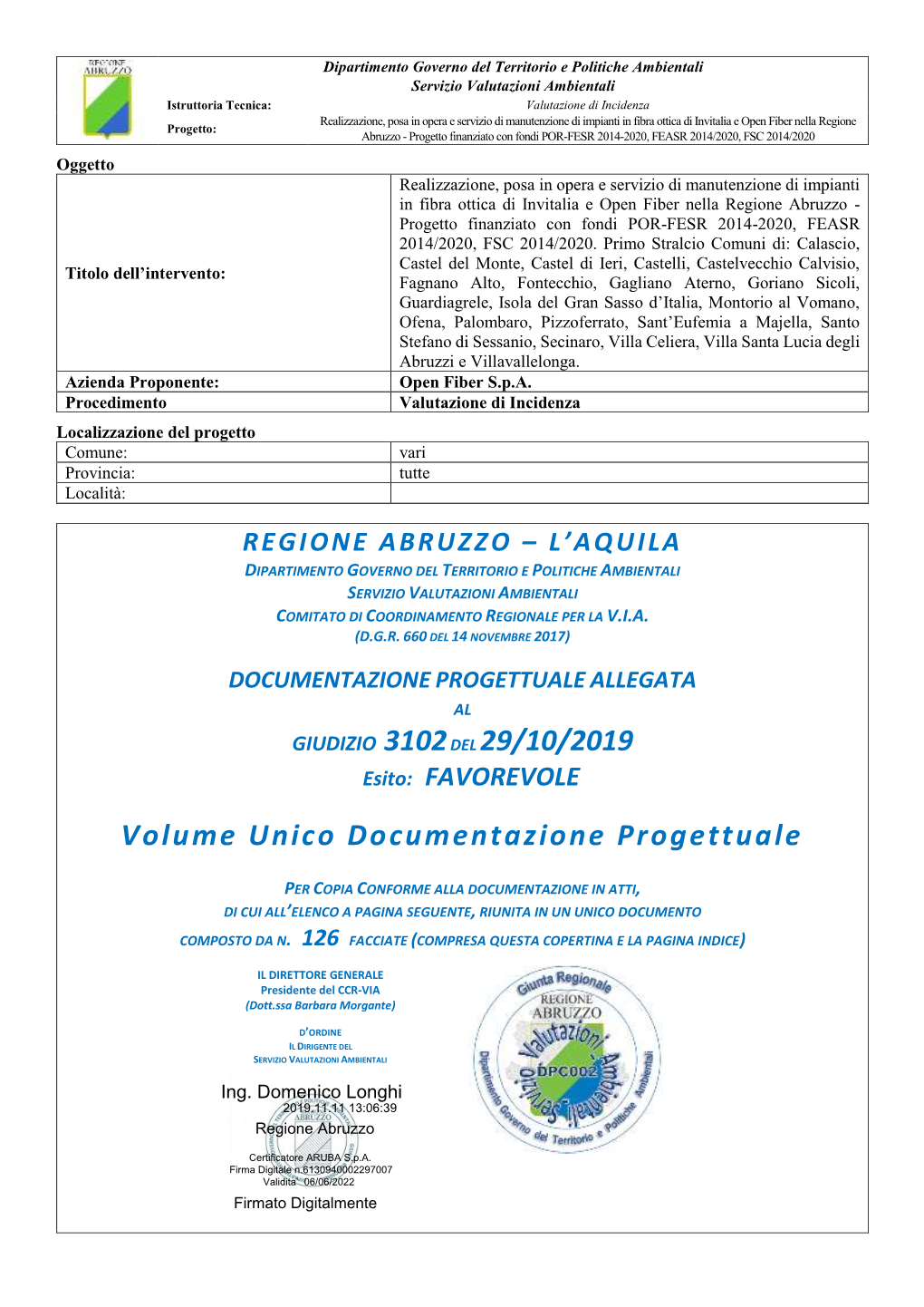 GIUDIZIO 3102DEL 29/10/2019 Volume Unico Documentazione