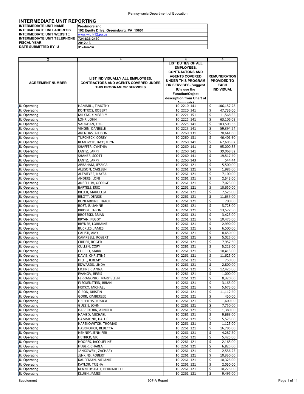 Intermediate Unit Reporting