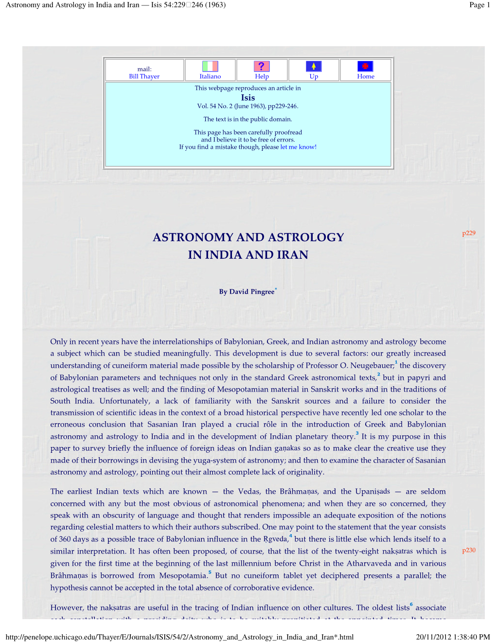 (Astronomy and Astrology in India and Iran \227 Isis 54:229-246\240