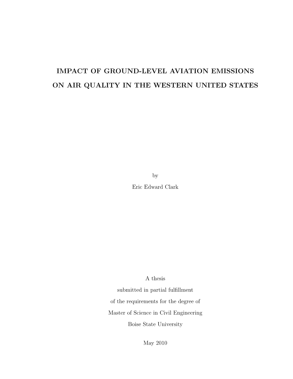 Impact of Ground-Level Aviation Emissions on Air Quality in the Western United States