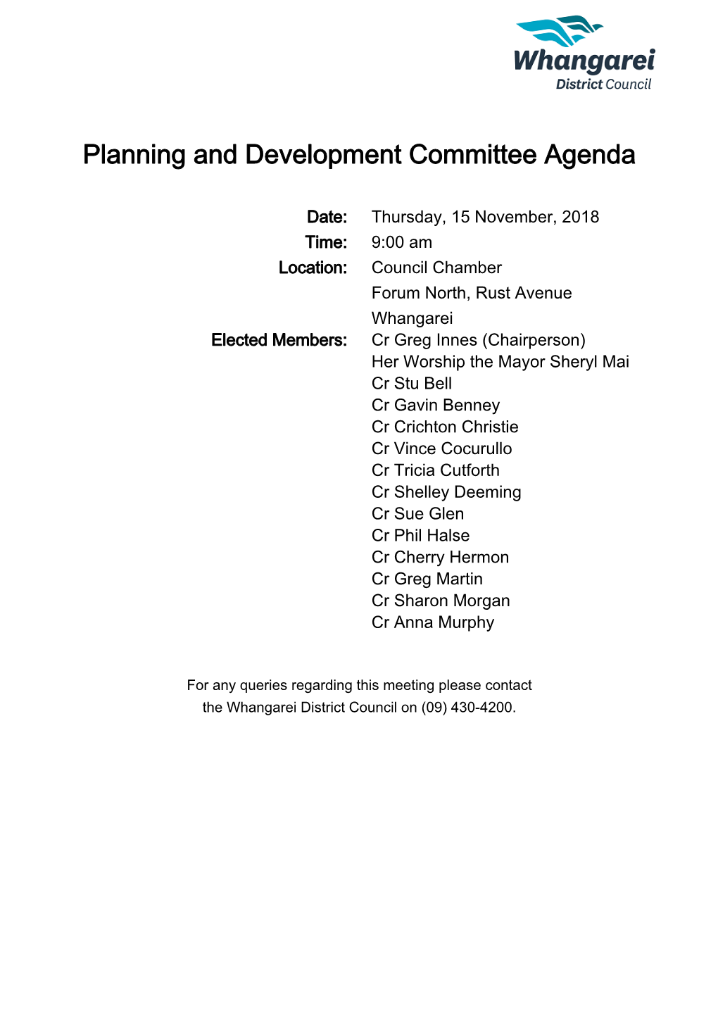 Planning and Development Committee Agenda