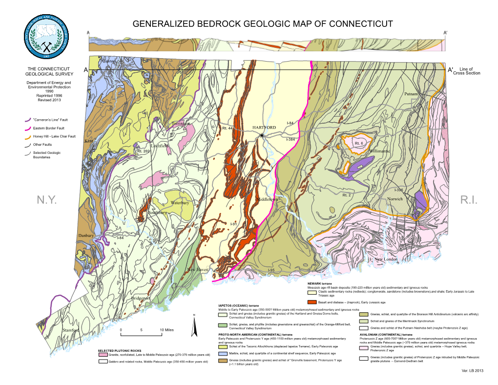 Generalized Bedrock Geologic Map of Connecticut