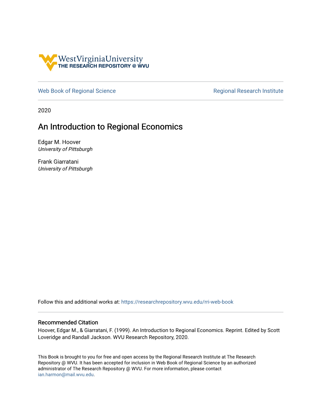 An Introduction to Regional Economics