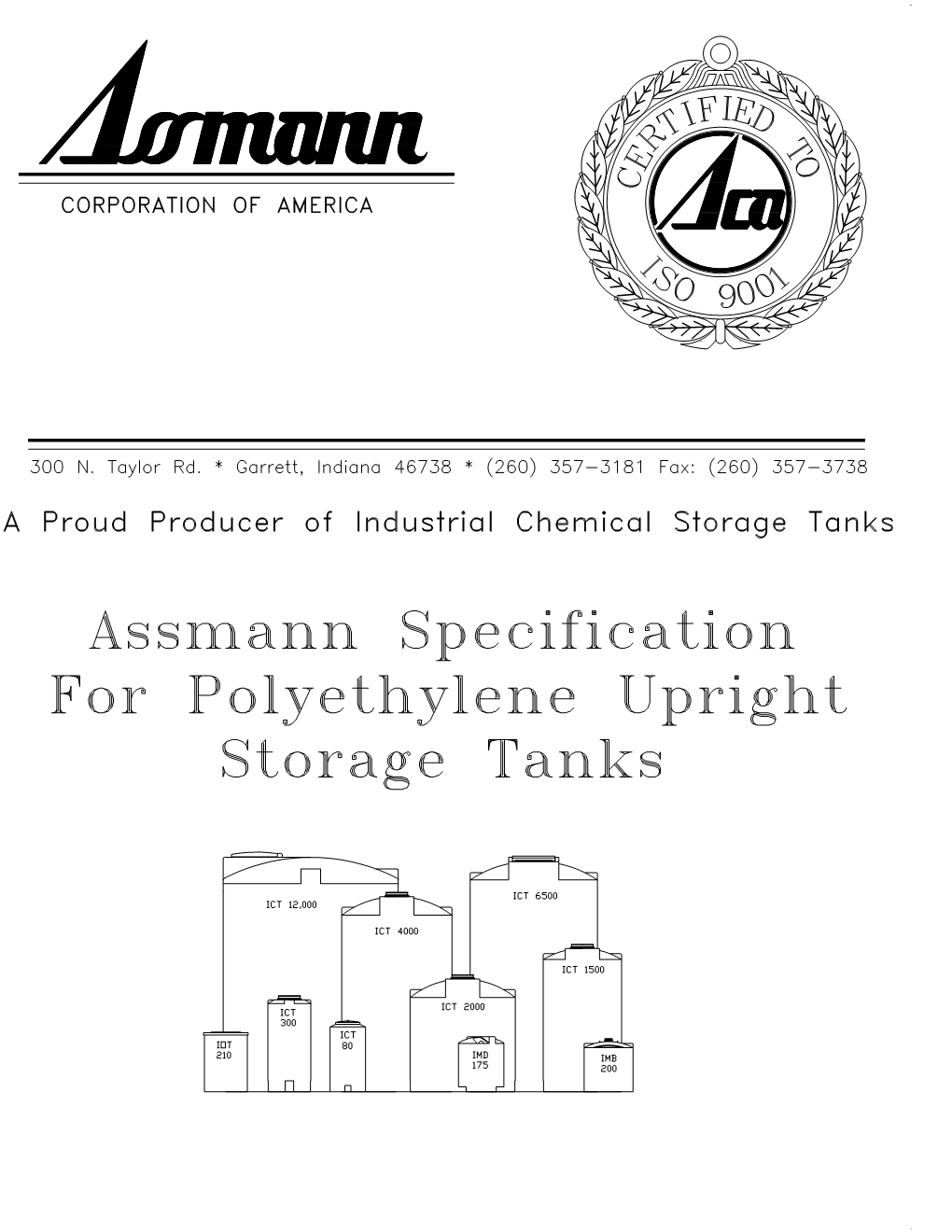Manufacturing Specification for Vertical Storage Tanks