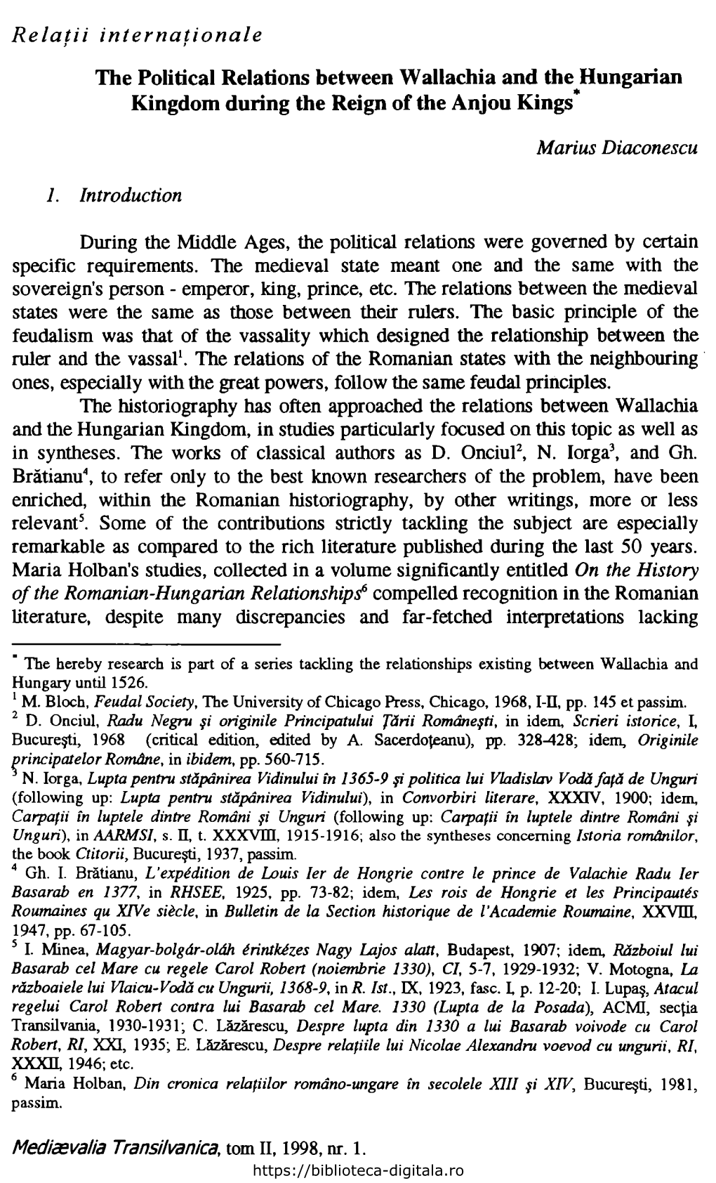 The Political Relations Between Wallachia and the Hungarian Kingdom During the Reign of the Anjou Kings *