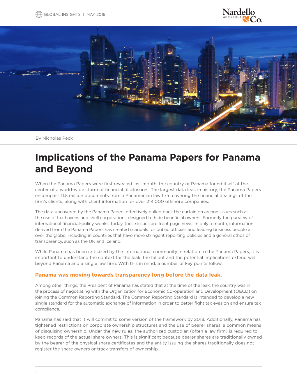 Implications of the Panama Papers for Panama and Beyond
