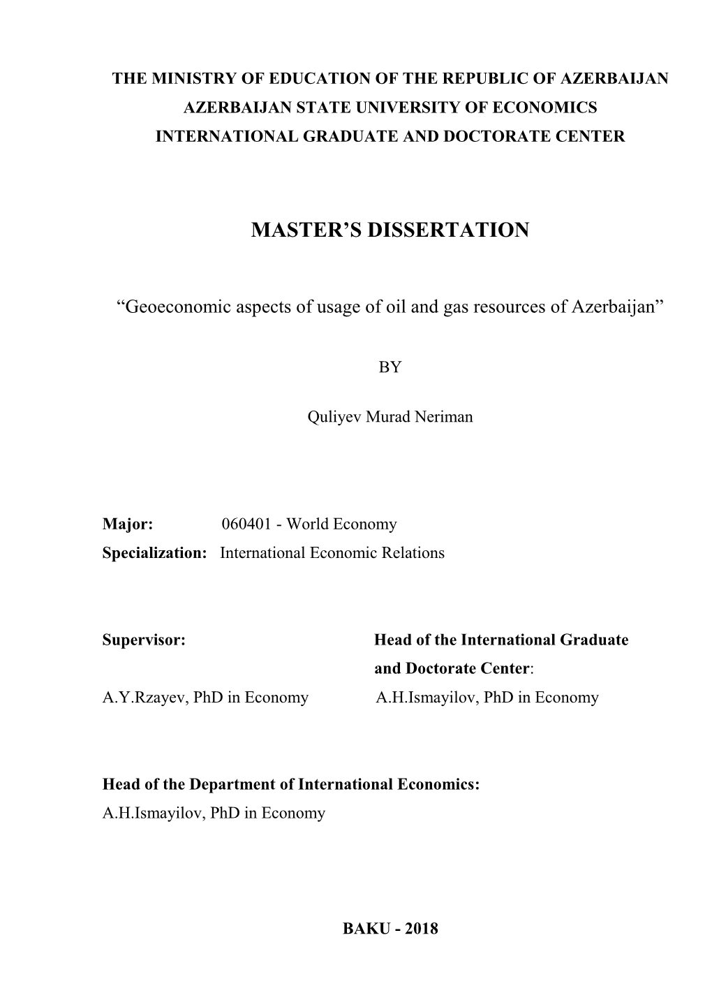 Master's Dissertation