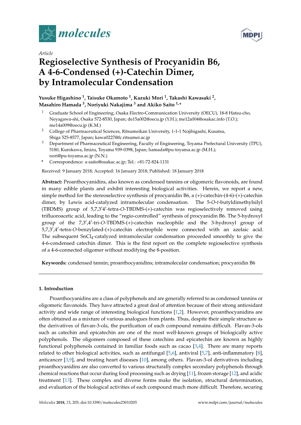 (+)-Catechin Dimer, by Intramolecular Condensation