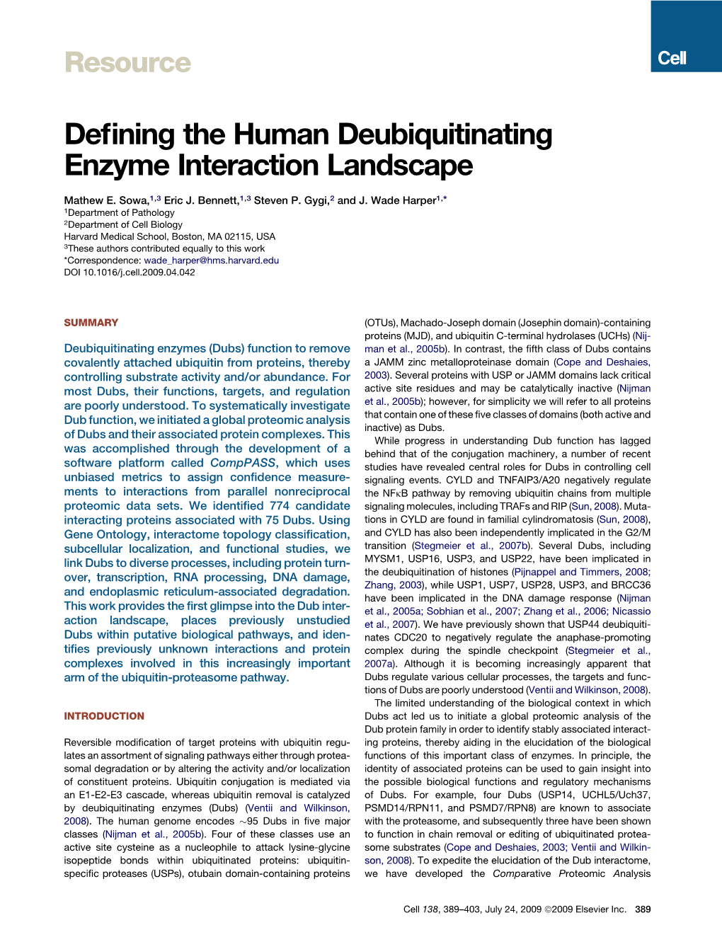 Defining the Human Deubiquitinating Enzyme Interaction Landscape