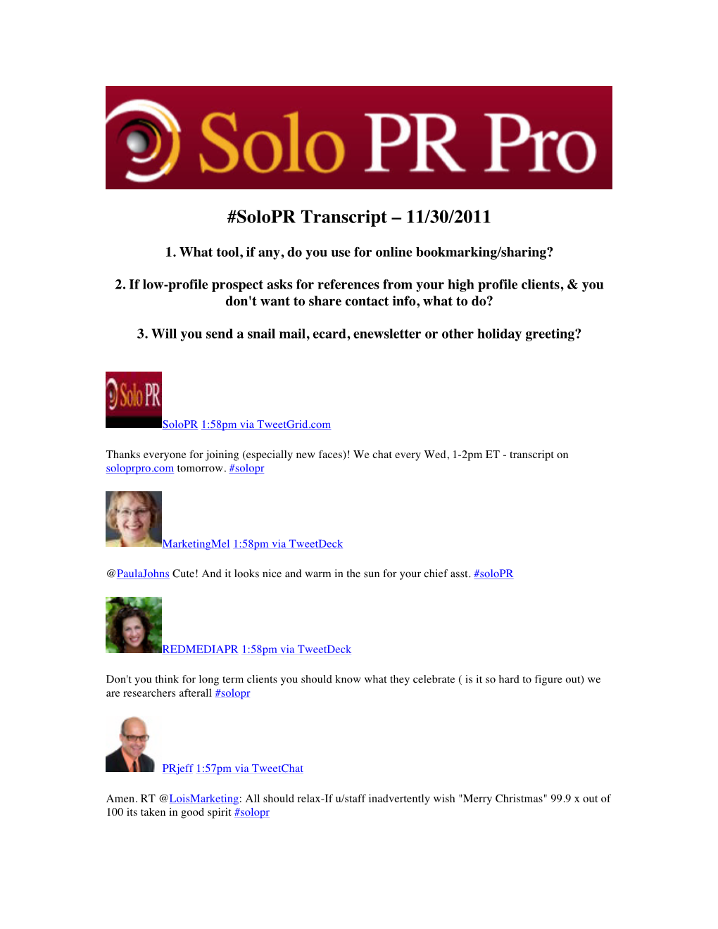 Solopr Transcript – 11/30/2011