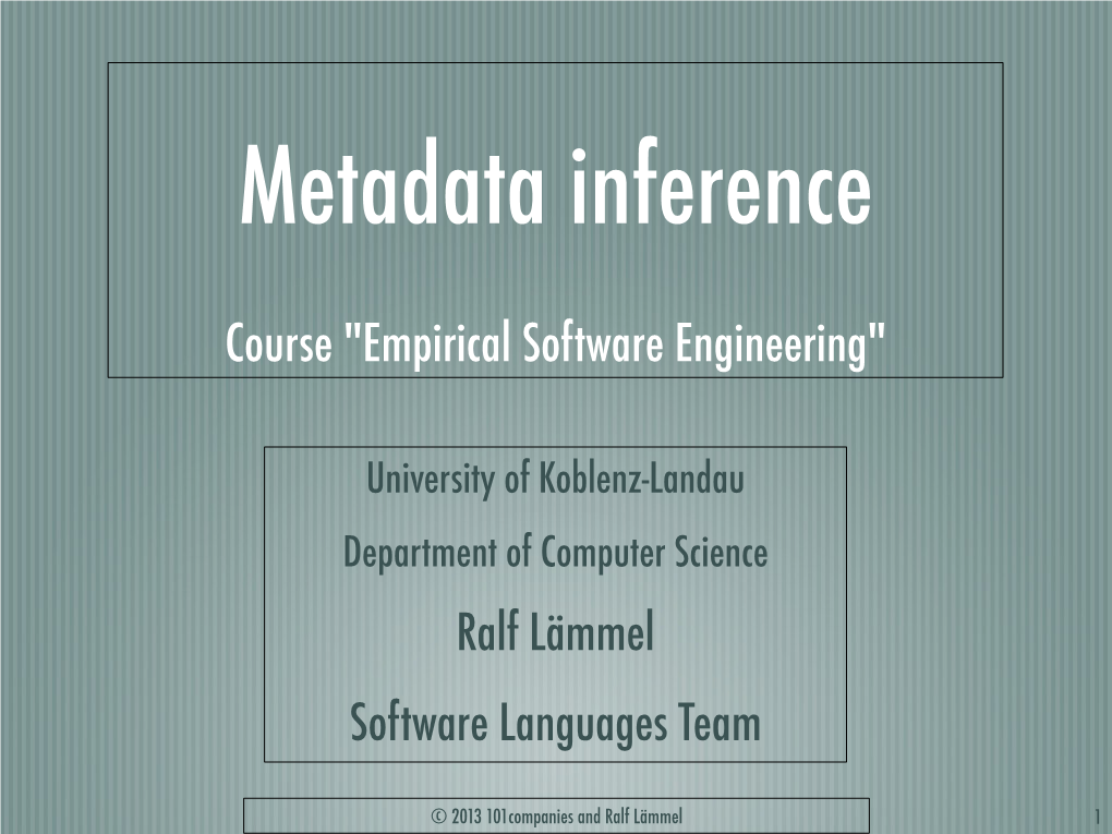 Course "Empirical Software Engineering"