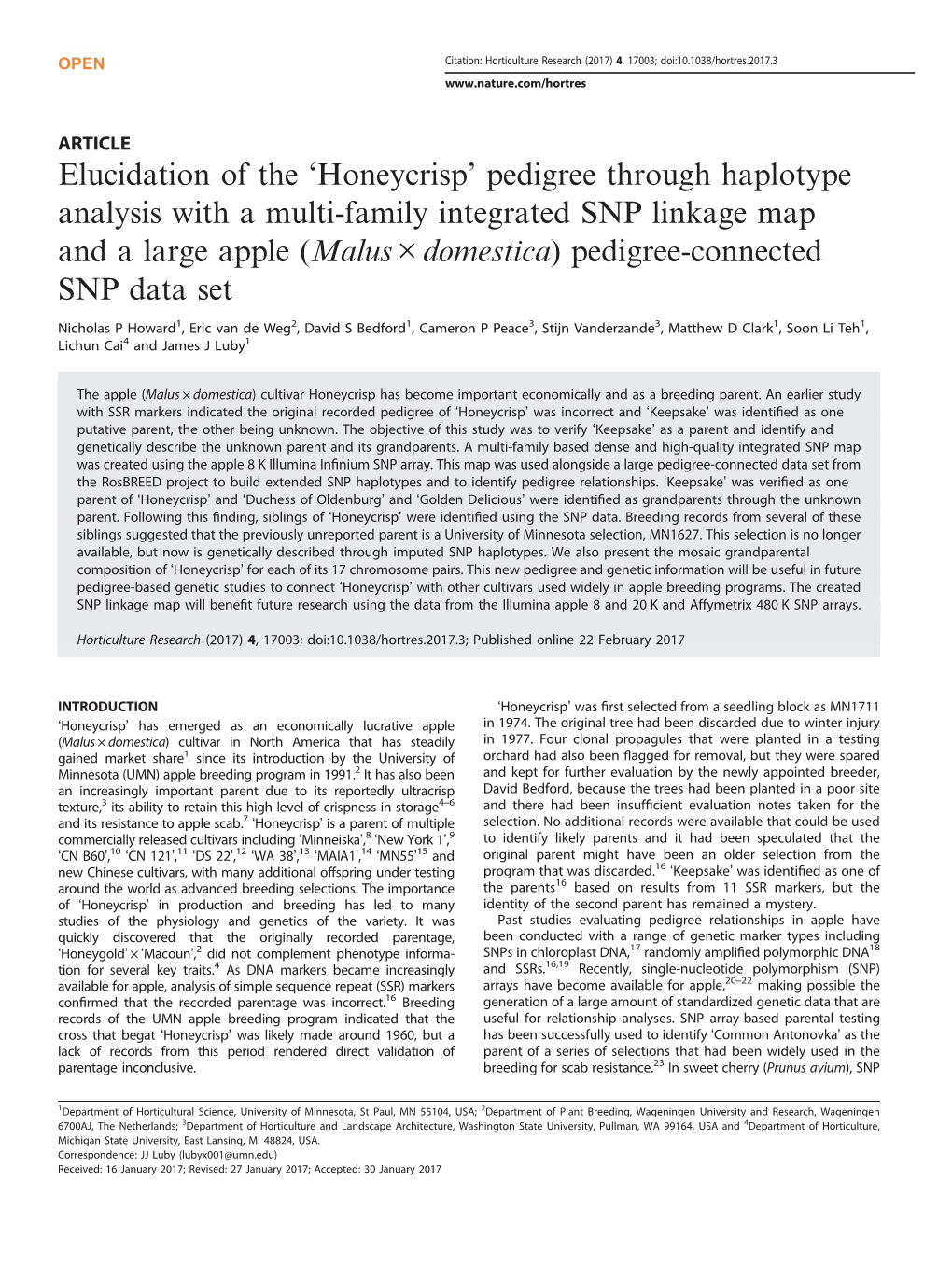 Pedigree Through Haplotype Analysis with a Multi-Family Integrated SNP Linkage Map and a Large Apple (Malus × Domestica) Pedigree-Connected SNP Data Set