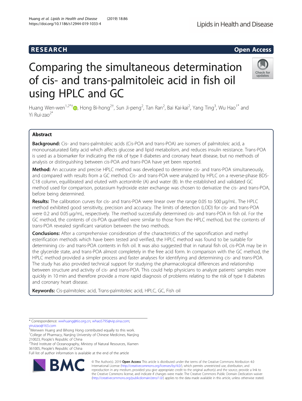 And Trans-Palmitoleic Acid in Fish Oil Using HPLC and GC