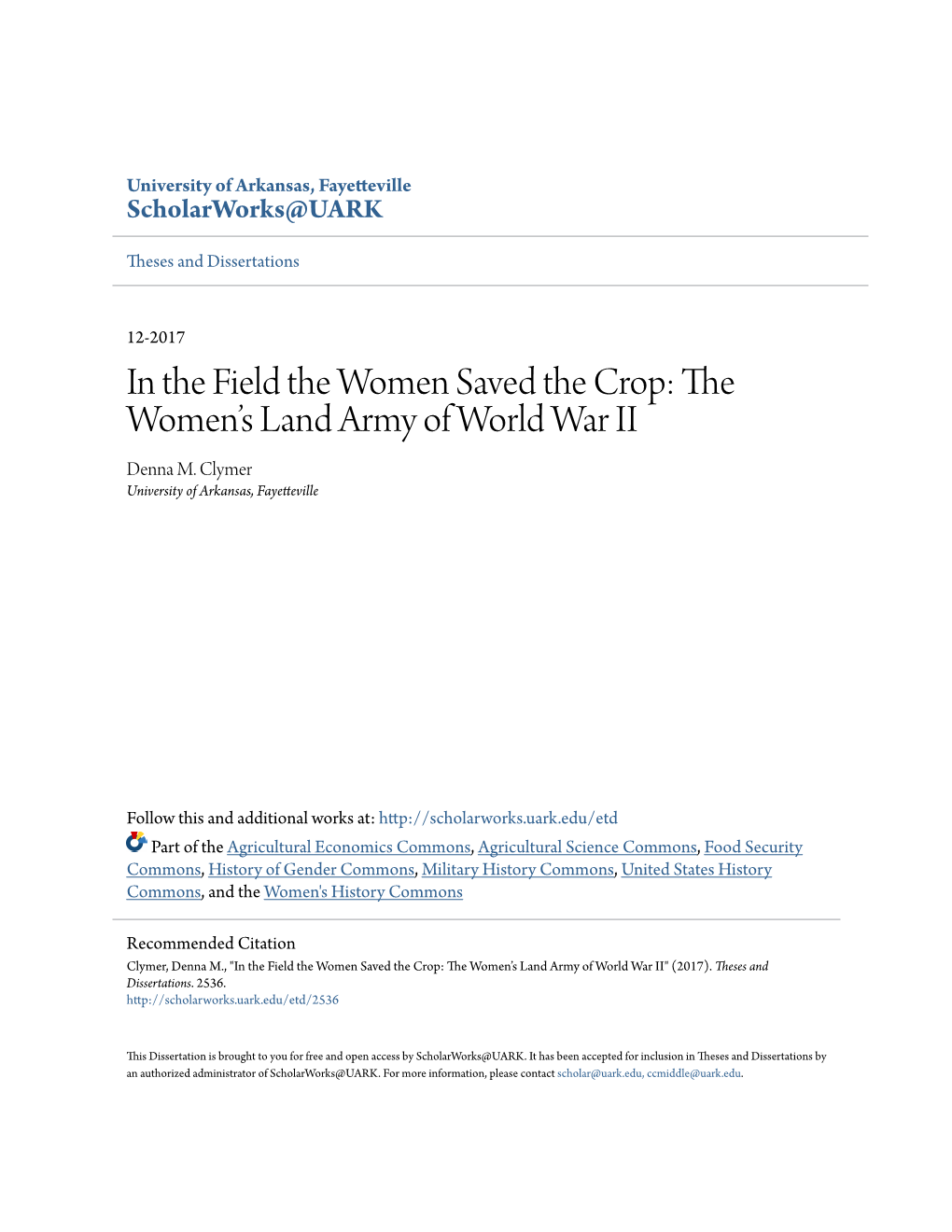 The Women's Land Army of World War II