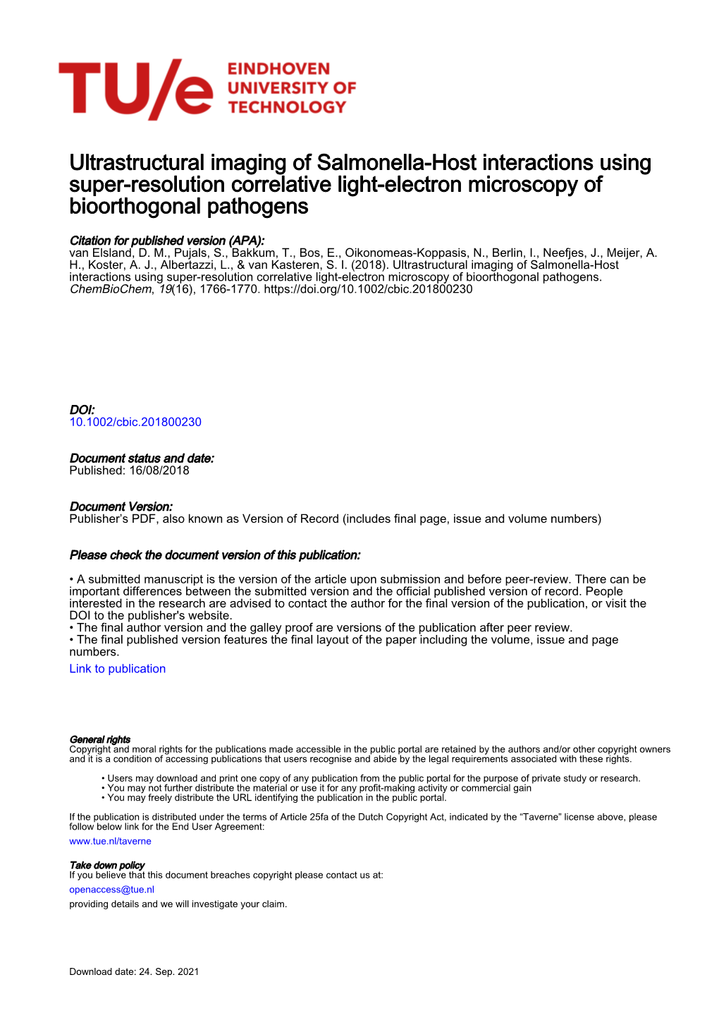 Ultrastructural Imaging of Salmonella–Host Interactions Using Super‐Resolution Correlative Light‐Electron Microscopy of Bi