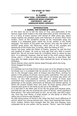 The Story of Troy by M. Clarke New York—Cincinnati—Chicago American Book Company Copyright, 1897, by American Book Company