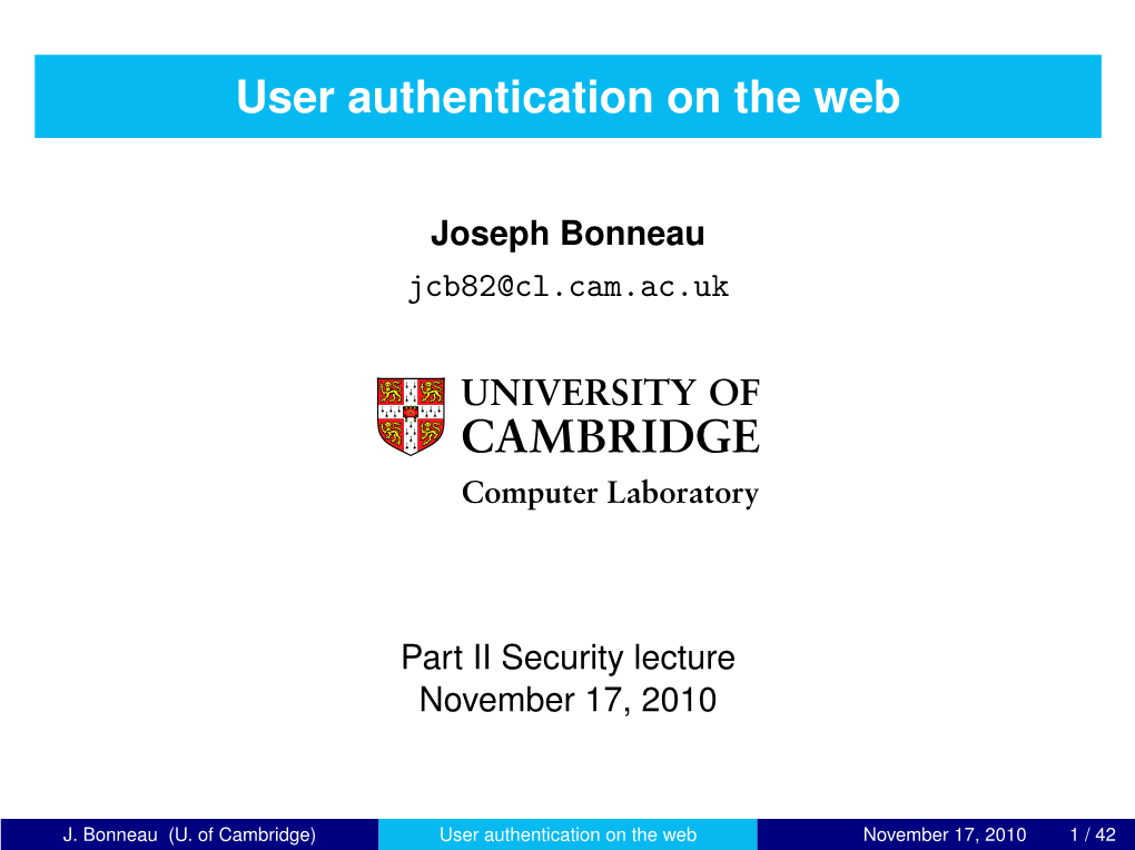 User Authentication on the Web
