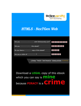 HTML5 - Nextgen Web HTML5 - Nextgen Web Learner’S Guide