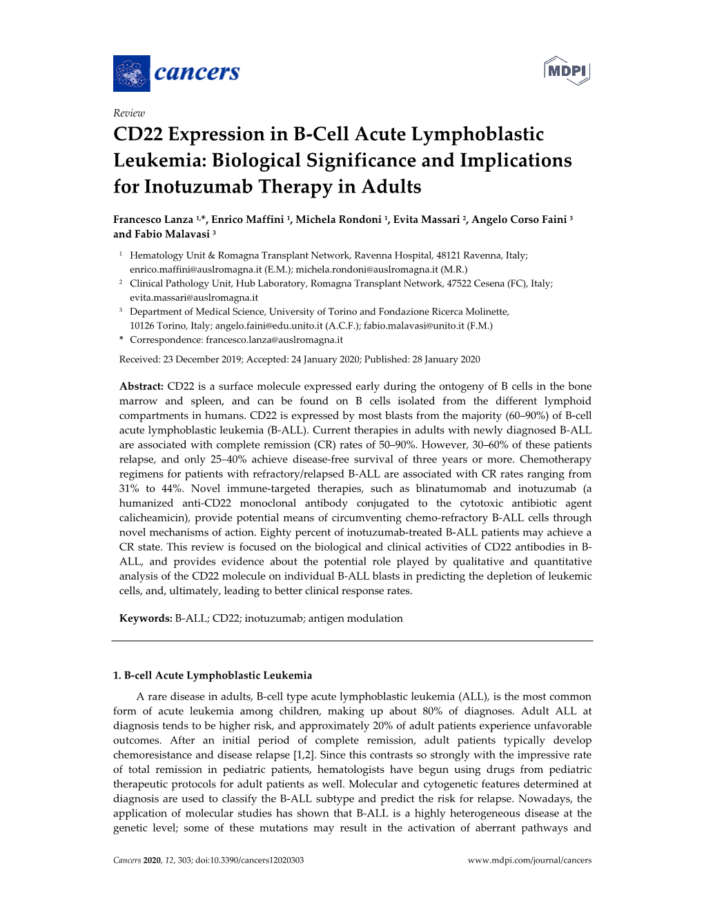 CD22 Expression In B-Cell Acute Lymphoblastic Leukemia: Biological ...