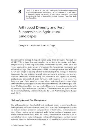 Arthropod Diversity and Pest Suppression in Agricultural Landscapes